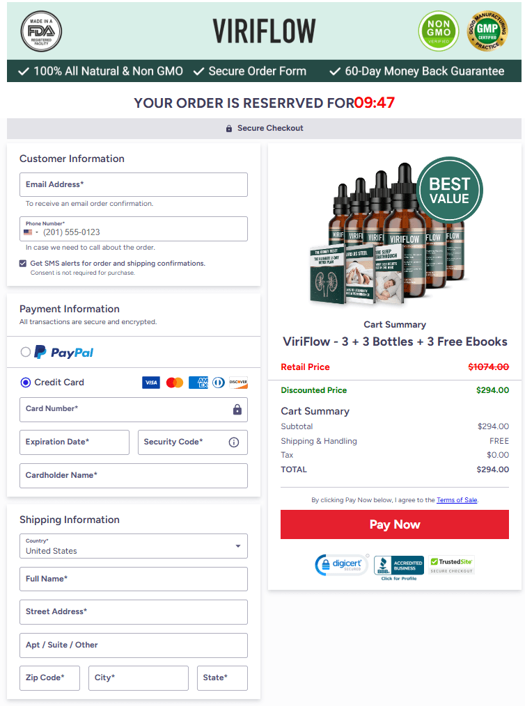 ViriFlow order form